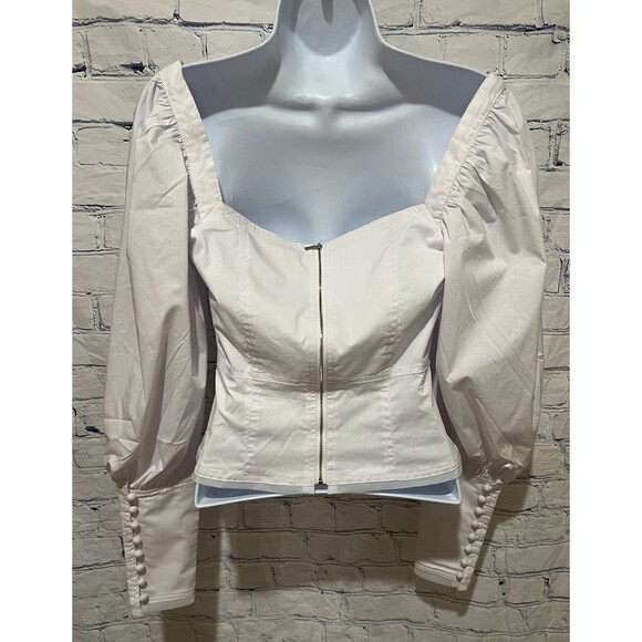 NWT Choosy White Square Neck Puff Sleeve Button Cuff Blouse Top Size Small - Picture 4 of 9